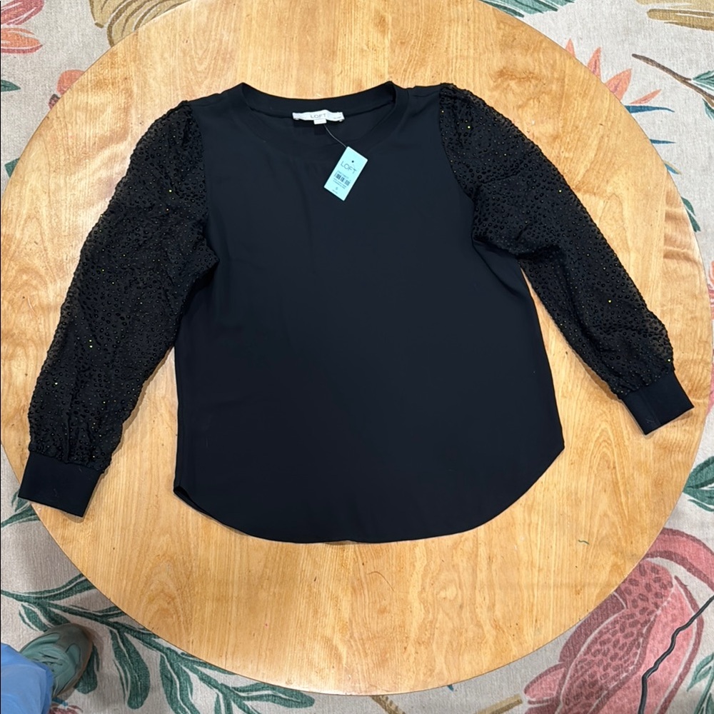 NWT Loft Black/Gold Blouse